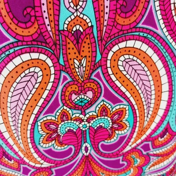 Laundry by Shelli Segal Paisley Print V-Neck Shift Dress Size Large Mod, Vibrant - Picture 3 of 16